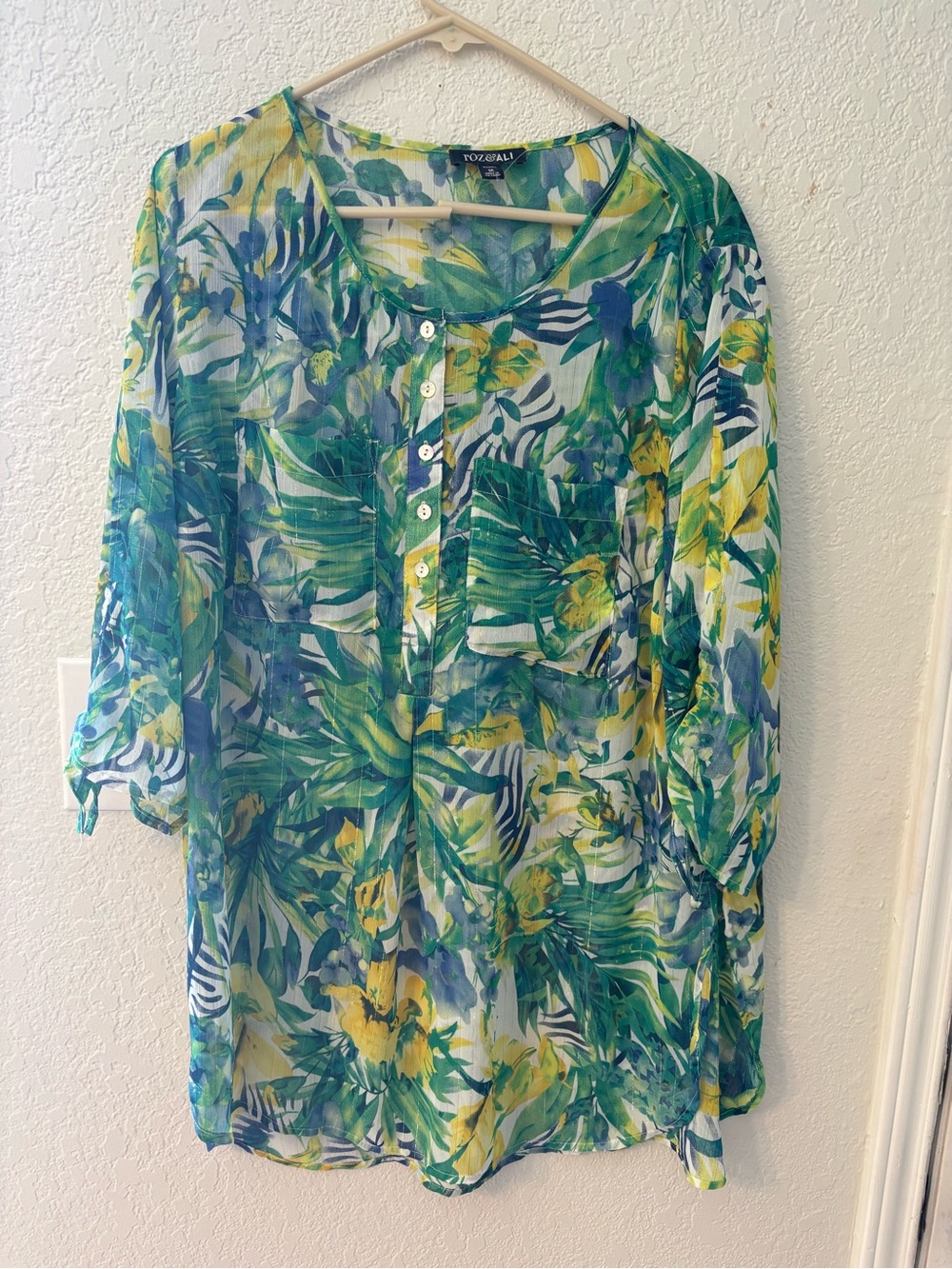 Women's Tropical Green Floral Swim Cover-Up